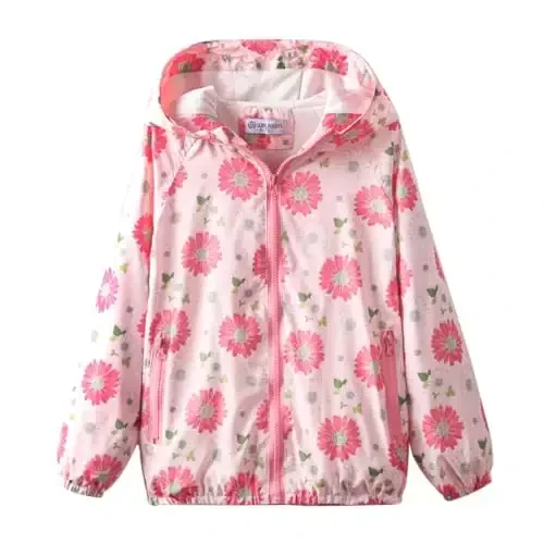 WELAKEN lightweight Jacket for Girls Kids & Toddler II Girls' Print Water-resistant Jacket 