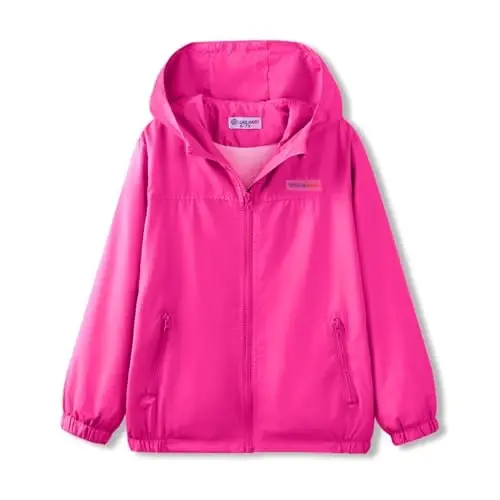 WELAKEN lightweight Jacket for Girls Kids & Toddler II Girls' Print Water-resistant Jacket 