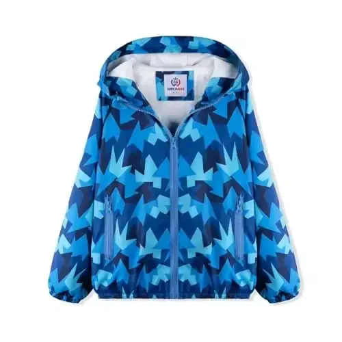 WELAKEN lightweight Jacket for Girls Kids & Toddler II Girls' Print Water-resistant Jacket 