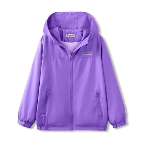 WELAKEN lightweight Jacket for Girls Kids & Toddler II Girls' Print Water-resistant Jacket 
