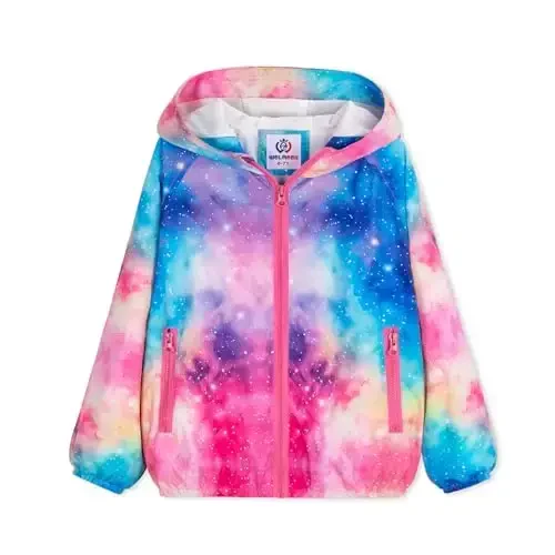 WELAKEN lightweight Jacket for Girls Kids & Toddler II Girls' Print Water-resistant Jacket 
