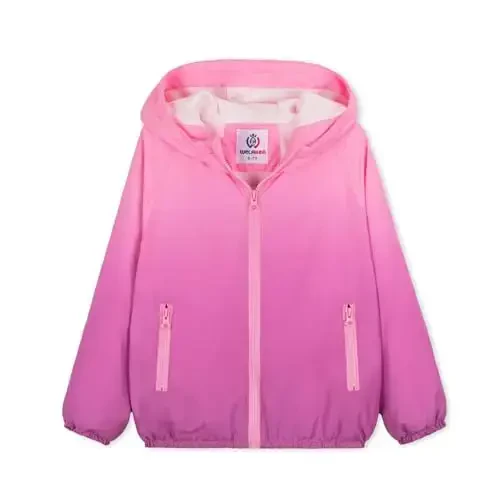 WELAKEN lightweight Jacket for Girls Kids & Toddler II Girls' Print Water-resistant Jacket 