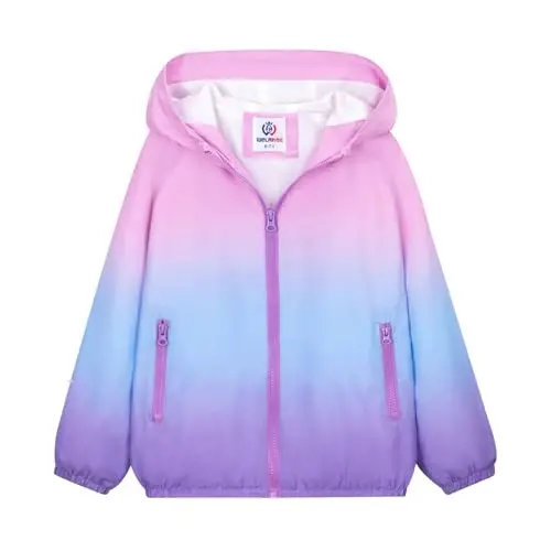 WELAKEN lightweight Jacket for Girls Kids & Toddler II Girls' Print Water-resistant Jacket 