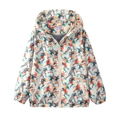 WELAKEN lightweight Jacket for Girls Kids & Toddler II Girls' Print Water-resistant Jacket 