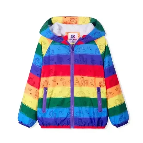 WELAKEN lightweight Jacket for Girls Kids & Toddler II Girls' Print Water-resistant Jacket 