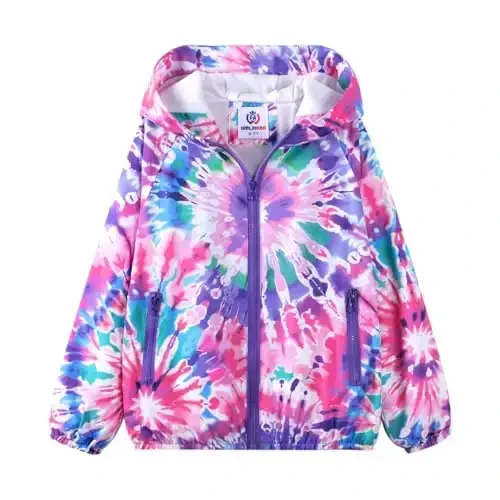 WELAKEN lightweight Jacket for Girls Kids & Toddler II Girls' Print Water-resistant Jacket 