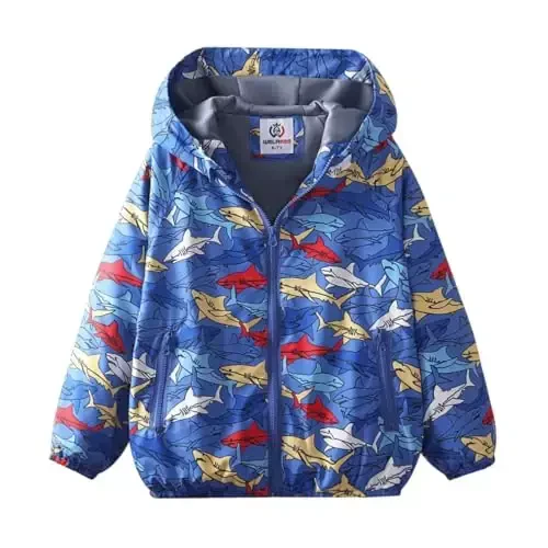WELAKEN lightweight Jacket for Girls Kids & Toddler II Girls' Print Water-resistant Jacket 