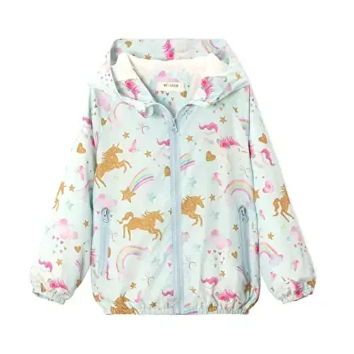 WELAKEN lightweight Jacket for Girls Kids & Toddler II Girls' Print Water-resistant Jacket - 1