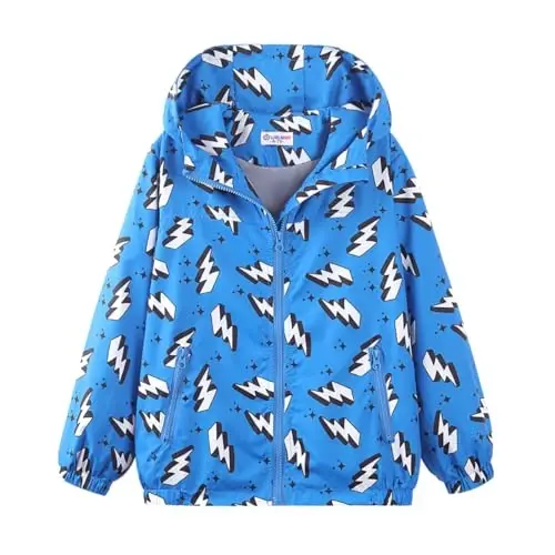 WELAKEN lightweight Jacket for Girls Kids & Toddler II Girls' Print Water-resistant Jacket 
