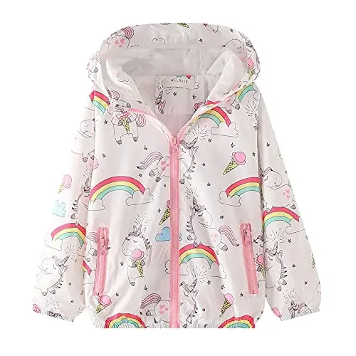 WELAKEN lightweight Jacket for Girls Kids & Toddler II Girls' Print Water-resistant Jacket - WELAKEN