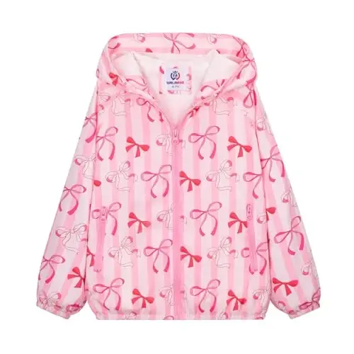 WELAKEN lightweight Jacket for Girls Kids & Toddler II Girls' Print Water-resistant Jacket 
