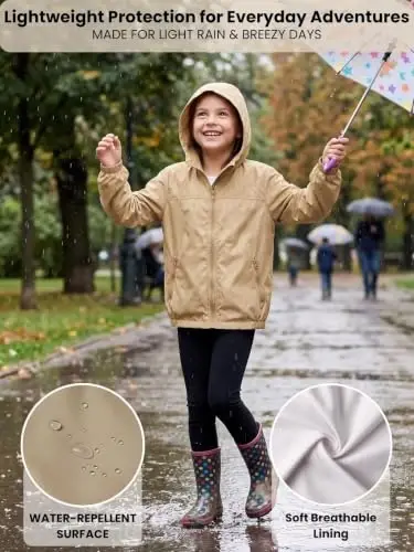 WELAKEN lightweight Jacket for Girls Kids & Toddler II Girls' Print Water-resistant Jacket - 4