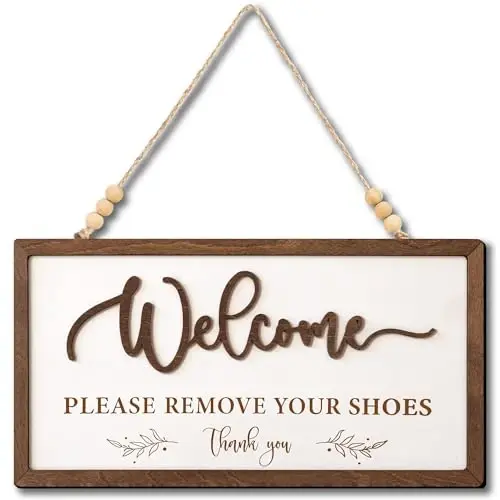 Welcome Please Remove Your Shoes Sign, Please Take Your Shoes Off Sign | No Shoe Signs for House, Take Off Your Shoe Signs for Front Door - 1