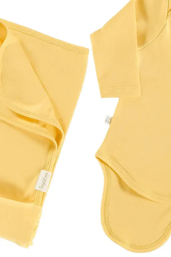 Wells 9 Parça Hastane Çıkışı Seti Organik Pamuk Yenidoğan Takımı - Sarı-Sarı - 8