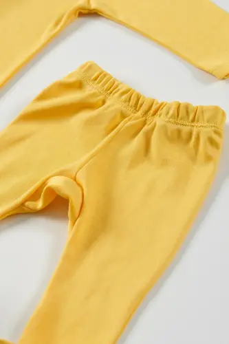 Wells Unisex 9 Piece Hospital Discharge Set Organic Cotton Newborn Outfit - Mustard - 4