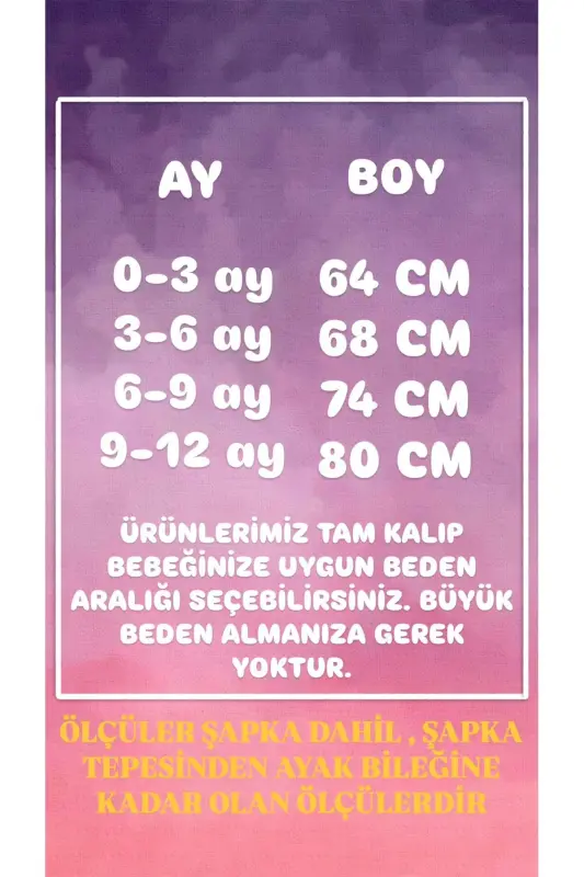 Wellsoft Peluş Unisex Fermuarlı Kışlık Bebek Uyku Tulumu Bebek Tulumu Çocuk Tulumu Çocuk Kostümü - sarı - 5