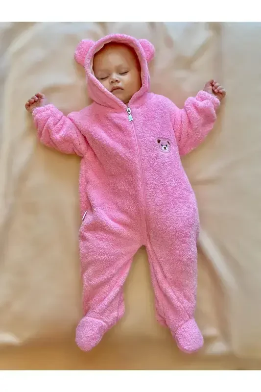 Wellsoft Плюшевый Унисекс Зимний Спальный Мешок для Младенцев с Молнией, Детский Комбинезон, Детский Комбинезон, Детский Костюм - розовый - MINIZADE