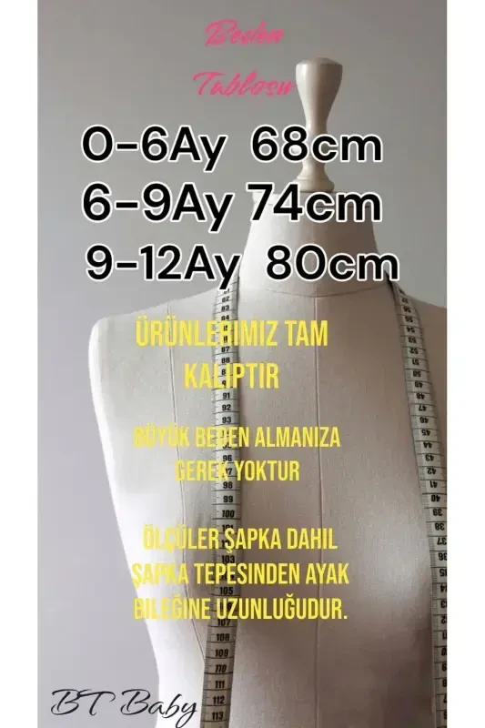 Wellsoft Plush Unisex Fermuarlı Patikli Qishki Chaqaloq Uyqu Kostyumi - 5