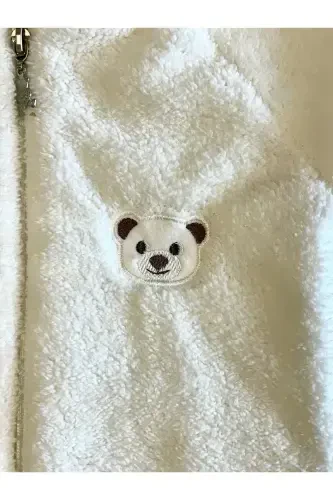 Wellsoft Plush Unisex Fermuarlı Patikli Qishki Chaqaloq Uyqu Kostyumi - 6