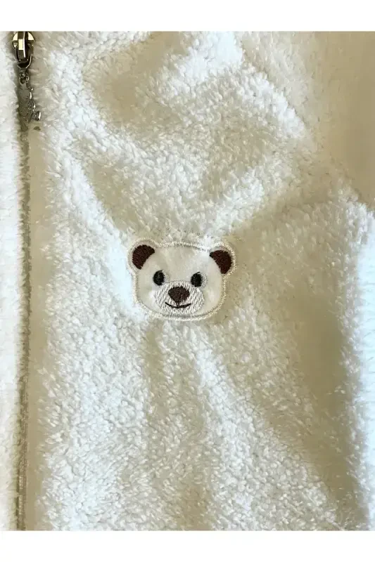 Wellsoft Plush Unisex Fermuarlı Patikli Qishki Chaqaloq Uyqu Kostyumi - 6