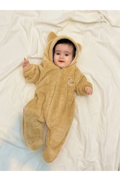 Wellsoft Plush Unisex Fermuarlı Qishki Chaqaloq Uyqu Xalati Chaqaloq Kombez Bolalar Kombez Bolalar Kostyumi - MINIZADE