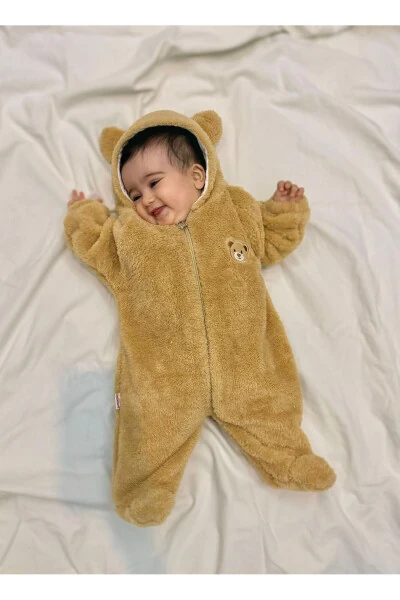 Wellsoft Plush Unisex Fermuarlı Qishki Chaqaloq Uyqu Xalati Chaqaloq Kombez Bolalar Kombez Bolalar Kostyumi - 3