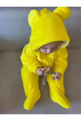 Wellsoft Plush Unisex Zippered Winter Baby Sleeping Bag Baby Jumpsuit Children's Jumpsuit Children's Costume-yellow - 8