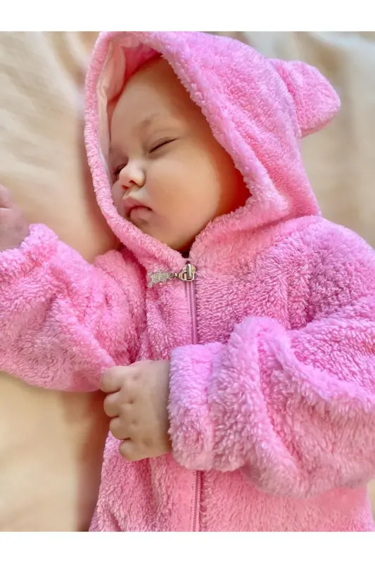 Wellsoft Plush Unisex Zippered Winter Baby Sleeping Bag Baby Jumpsuit Kids Jumpsuit Kids Costume-pink - 5