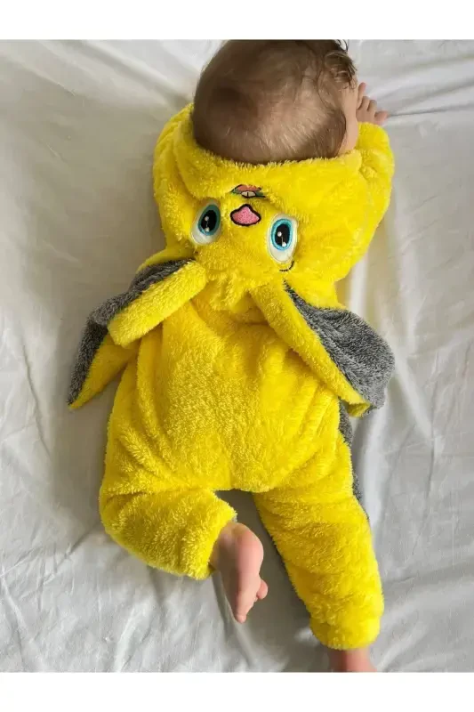 Wellsoft Plush Unisex Zippered Winter Rabbit Baby Sleeping Bag-yellow - 2