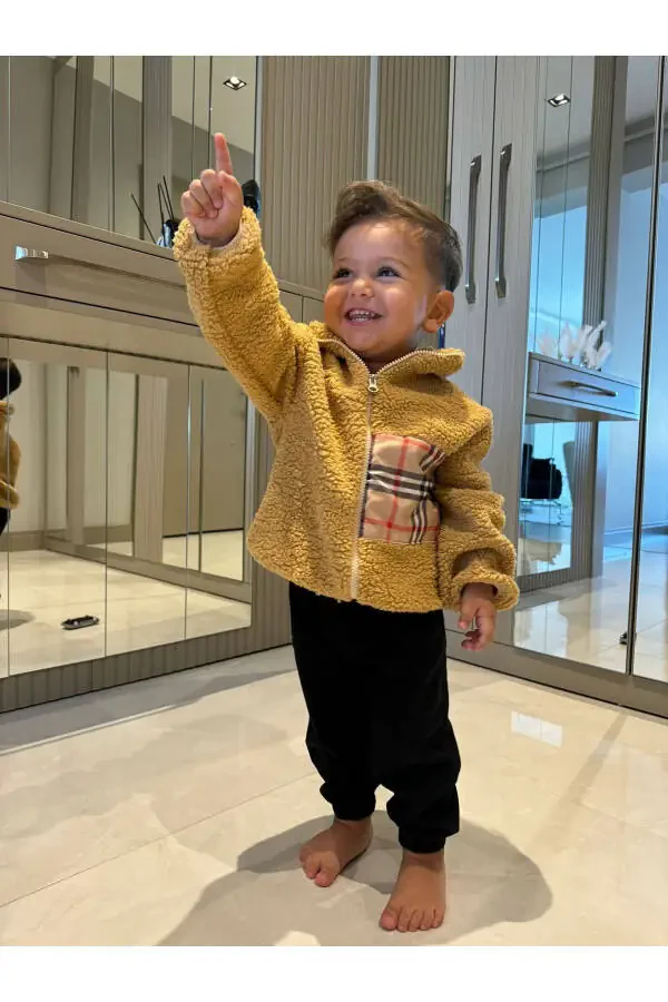 Wellsoft plyushli unisex fermuarlı qishki chaqaloq ko'ylagi - 1