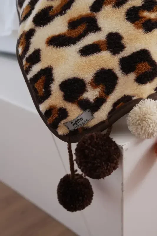 Wellsoft Ponponlu Atkı /şal/etol/yatak Runner-leopar - 3
