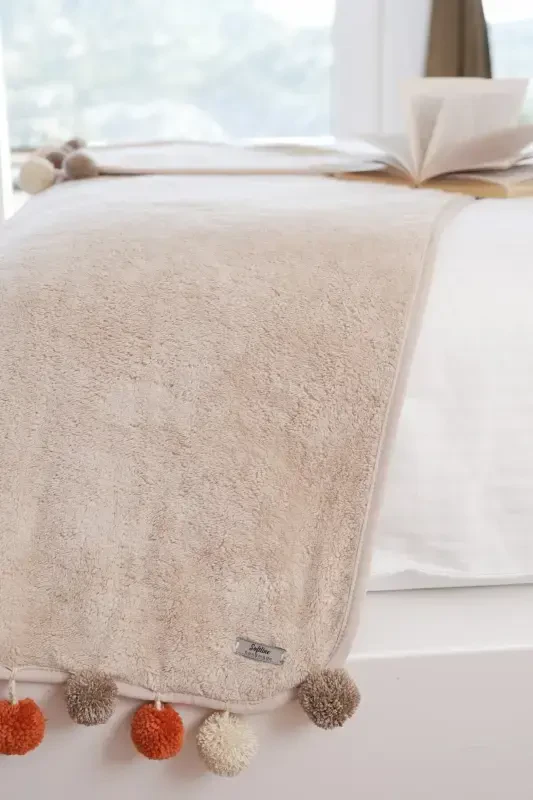 Wellsoft Tassel Scarf /shawl/etol/bed Runner-beige - 2