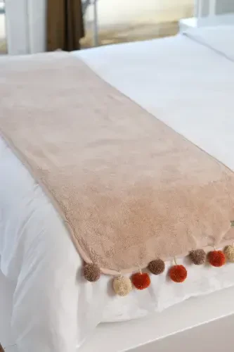 Wellsoft Tassel Scarf /shawl/etol/bed Runner-beige - 4