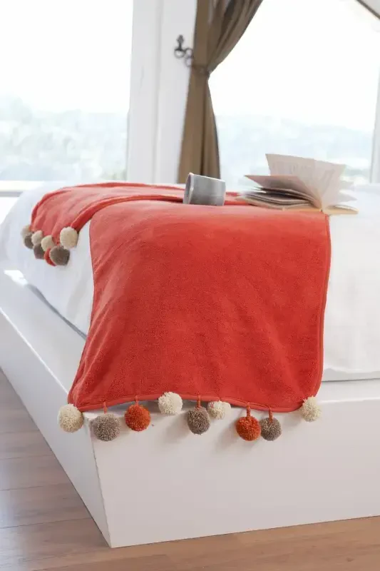 Wellsoft Tassel Scarf /shawl/etole/bed Runner-brick - CAKKA