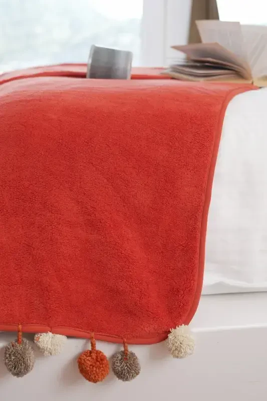 Wellsoft Tassel Scarf /shawl/etole/bed Runner-brick - 3