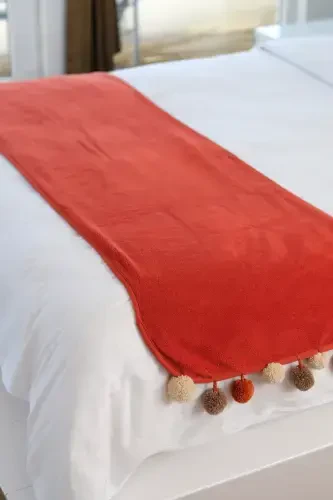 Wellsoft Tassel Scarf /shawl/etole/bed Runner-brick - 4