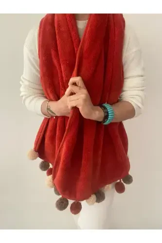 Wellsoft Tassel Scarf /shawl/etole/bed Runner-brick - 5