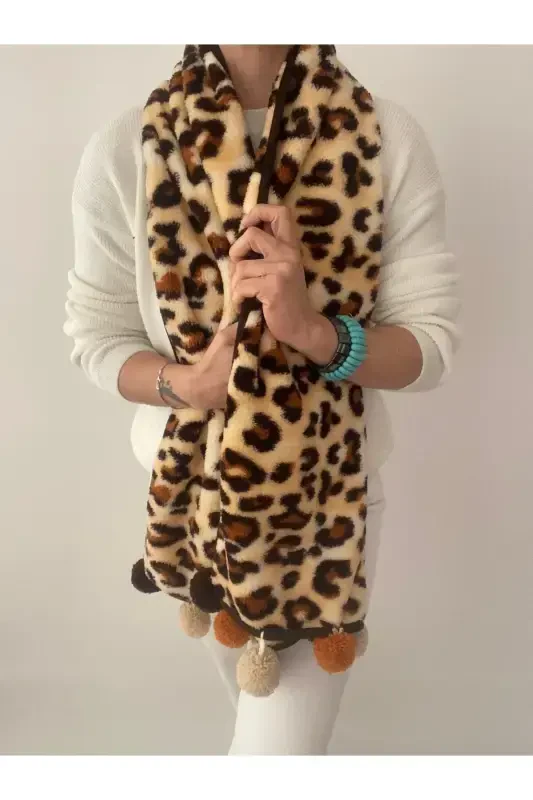 Wellsoft Tassel Scarf /shawl/etole/bed Runner-leopard - 5