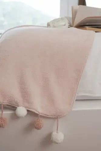 Wellsoft Tasseled Scarf /shawl/etole/bed Runner-powder - 3