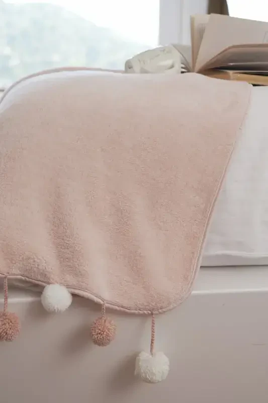 Wellsoft Tasseled Scarf /shawl/etole/bed Runner-powder - 3