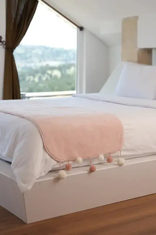 Wellsoft Tasseled Scarf /shawl/etole/bed Runner-powder - 4