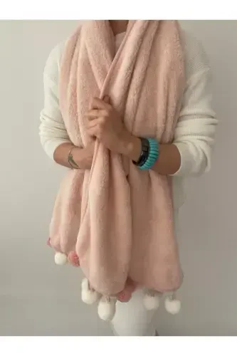 Wellsoft Tasseled Scarf /shawl/etole/bed Runner-powder - 5