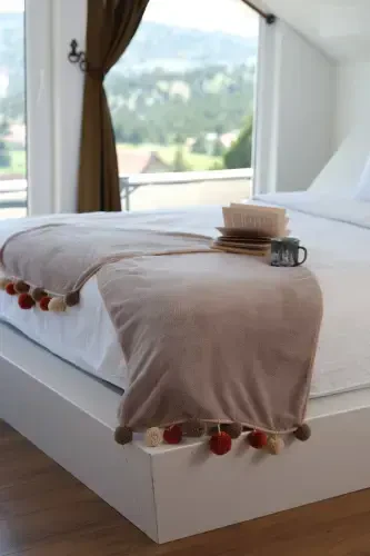 Wellsoft Tasseled Scarf /shawl/stole/bed Runner-mink - CAKKA (1)