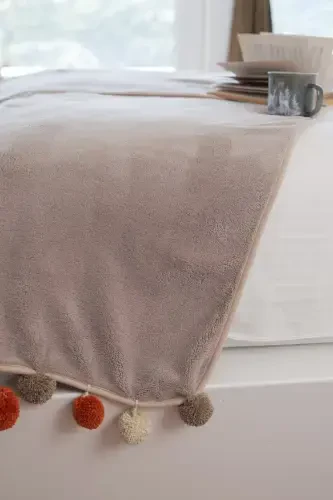 Wellsoft Tasseled Scarf /shawl/stole/bed Runner-mink - 3