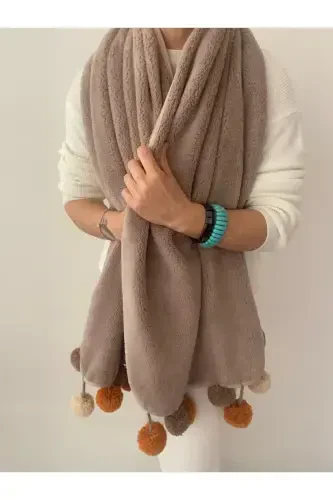 Wellsoft Tasseled Scarf /shawl/stole/bed Runner-mink - 5