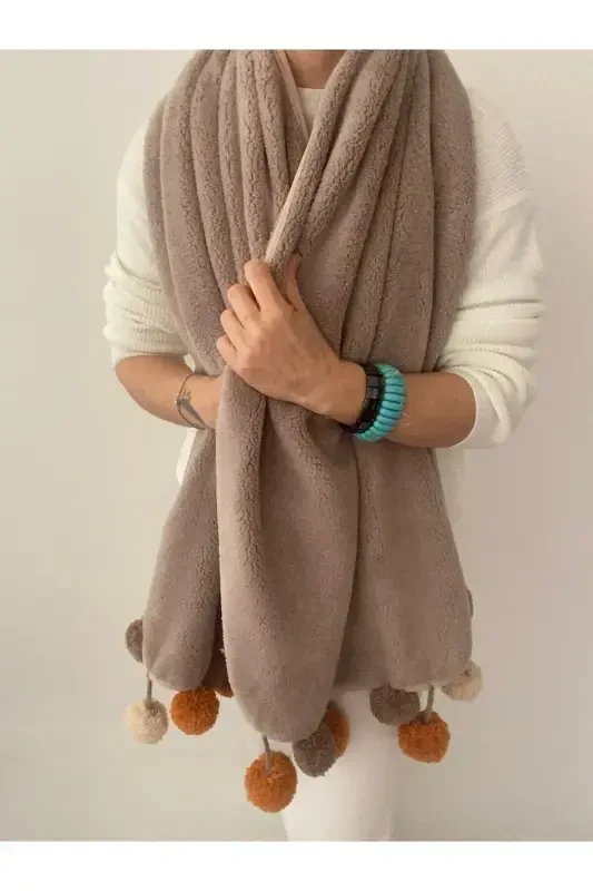 Wellsoft Tasseled Scarf /shawl/stole/bed Runner-mink - 5