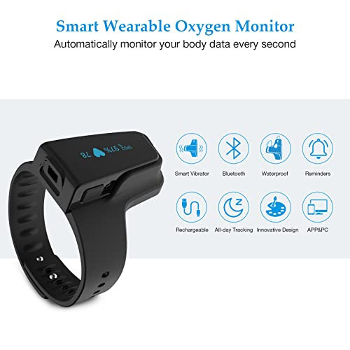 Wellue O2 Pulse Oximeter with Smart Reminder | Blood Oxygen Saturation Monitor for SpO2 and Heart Rate Tracking Continuously, Bluetooth Finger Ring with Free APP & PC Report - 3