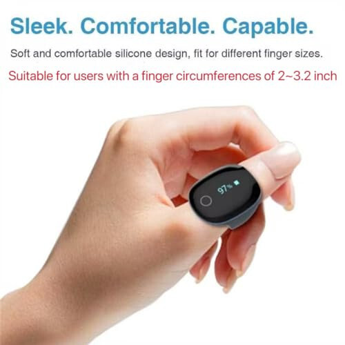 Wellue O2Ring Pulse Oximeter, Bluetooth SPO2 Blood Oxygen Saturation Monitor - Wearable O2 Ring Sensor with Vibration Reminder, Free APP & PC Report, Rechargeable - 2