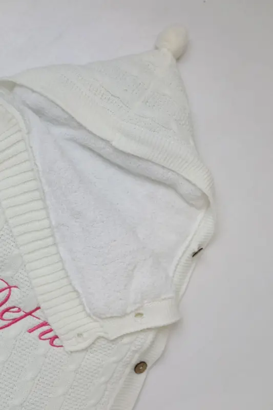 Welsoft Bebek Kundağı Triko Ekru Örgülü Içi Peluş Istediğiniz Ismi Nakışla Yazıyoruz-Ekru - 5