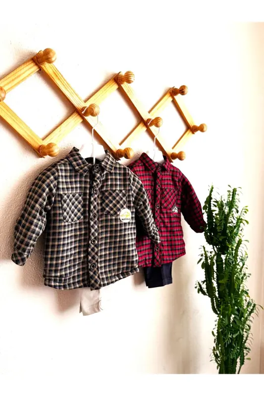 Welsoft Lumberjack Shirt Velvet Pants Set Men-GREEN - 2